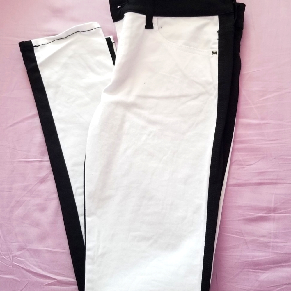 Split Skinny Jeans Black/White